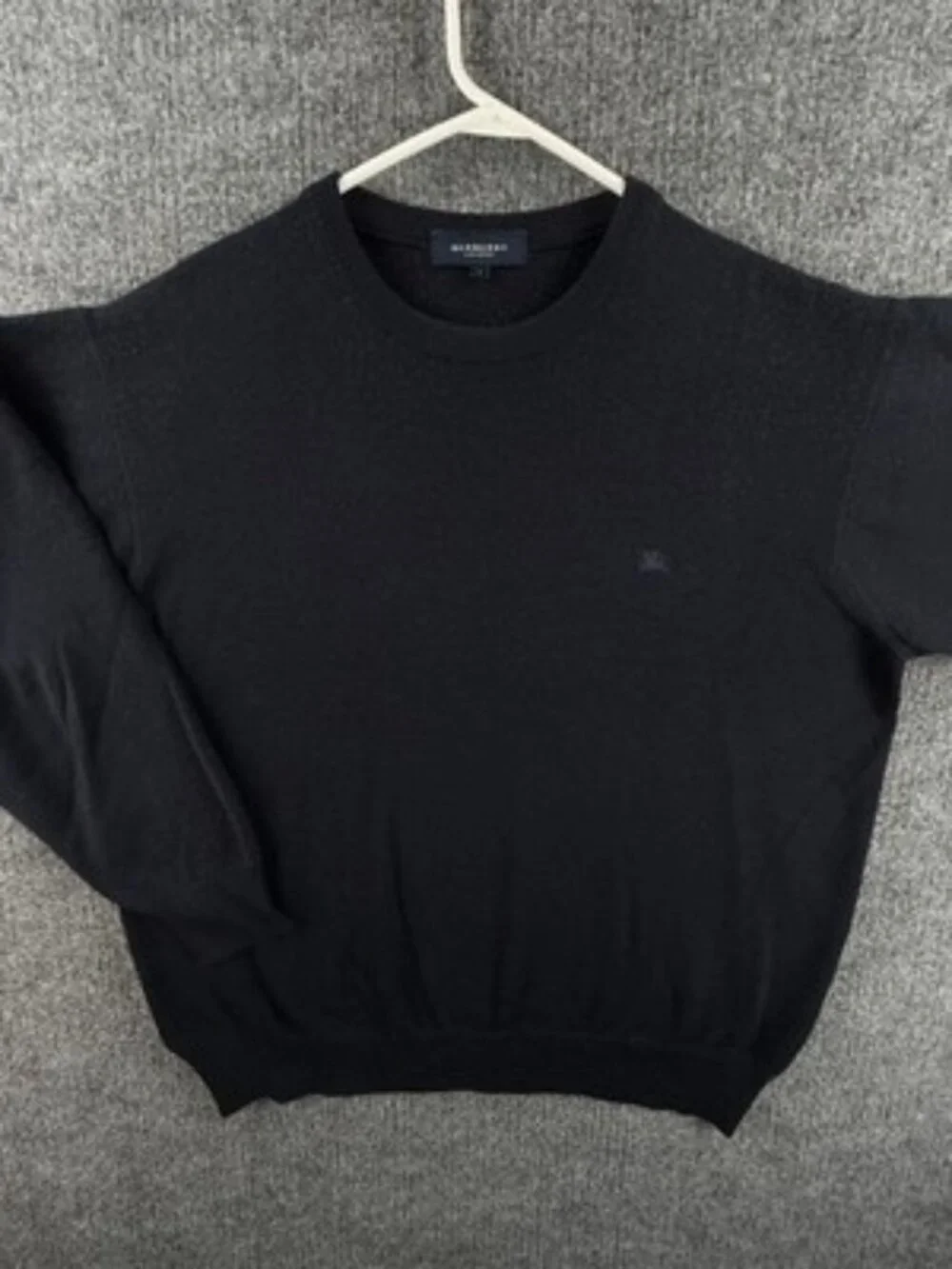 Burberry London Long Sleeve Mens Crew Neck 7 Navy Blue Sweater Pullover Logo